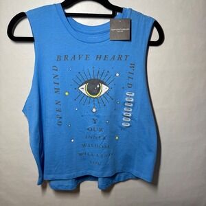 NWT Evil Eye Hippie Boho Chic‎ Alternative Blue Brave Heart Open Mind Tank Large